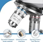 HERCHR 40X Microscope Lens Achromatic Objective 160/0.17 High Magnification Silver Microscope Objective Lens 0.65mm Aperture