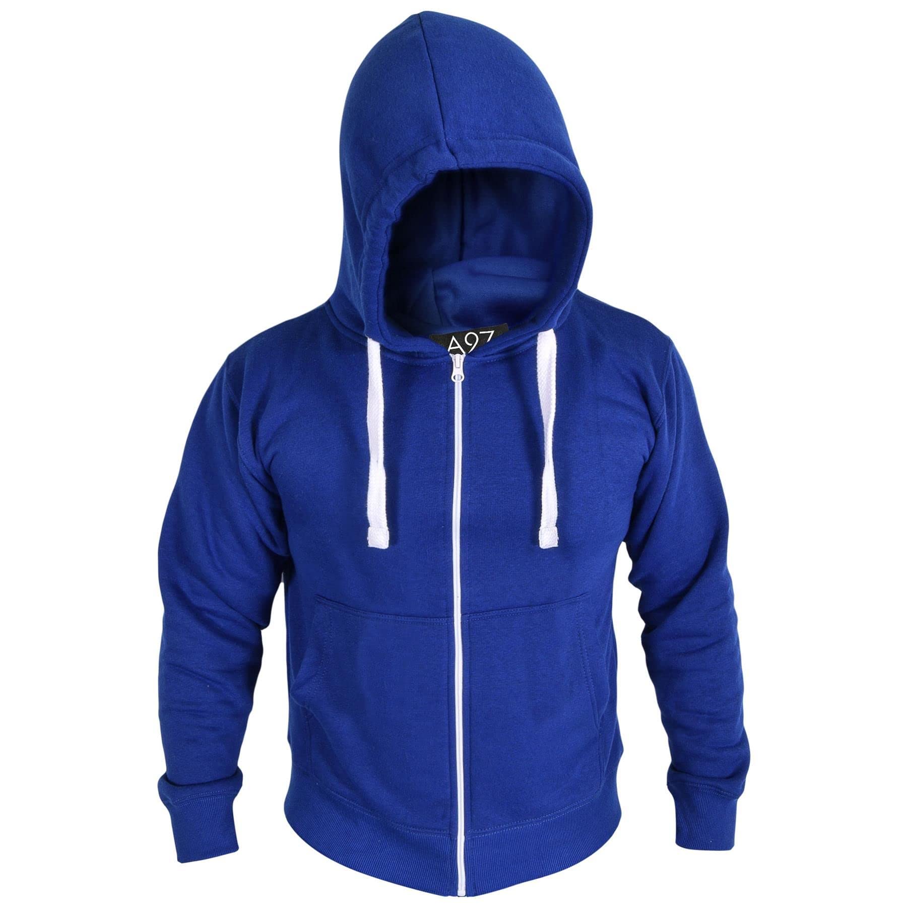 A2Z Męskie runo Zwykły błyskawiczne Bluza Zakapturzony bezpieczeństwo - Zipper Royal XXL
