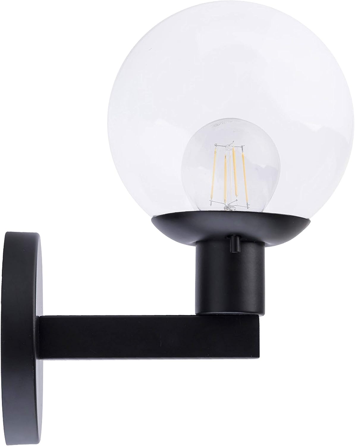 Linea di Liara Glass Globe Matte Black Wall Sconce Lighting Sferra Mid Century Modern Sconces Wall Lighting Fixture Bathroom Vanity Wall Sconces Wall Light for Hallway and Bedroom, LED Bulb Included