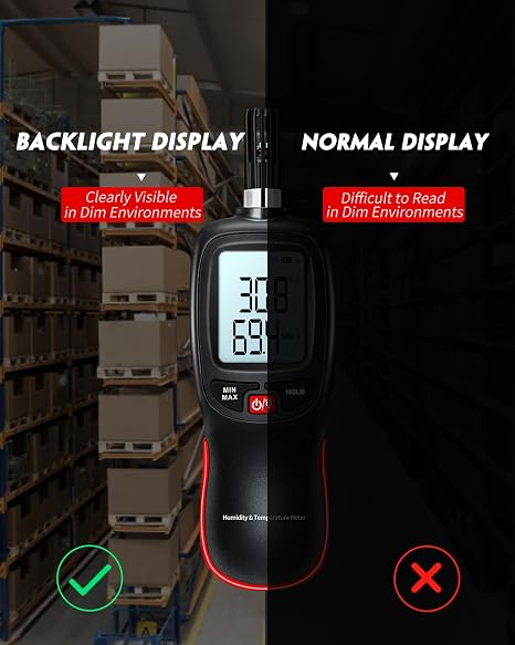 WT83 Temperature Humidity Meter, High Precision Thermometer Hygrometer with Ambient Dew Point Wet Bulb Temperature Indoor Outdoor, Max/Min Data Hold, 1000 Sets Data Log, Batteries Included
