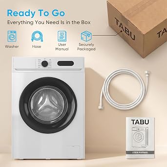 TABU 2.0 Cu.Ft. Front Load Washer,Full Size Washing Machine with 9 Washing Cycles, Stackable Washer with LED Display, White