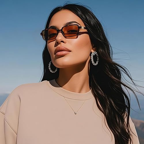 Miniatura 3 de MASDUN Lentes de sol rectangulares estrechos polarizados para mujeres y hombres, lentes de sol retro Y2k de los años 90 (paquete de 3)