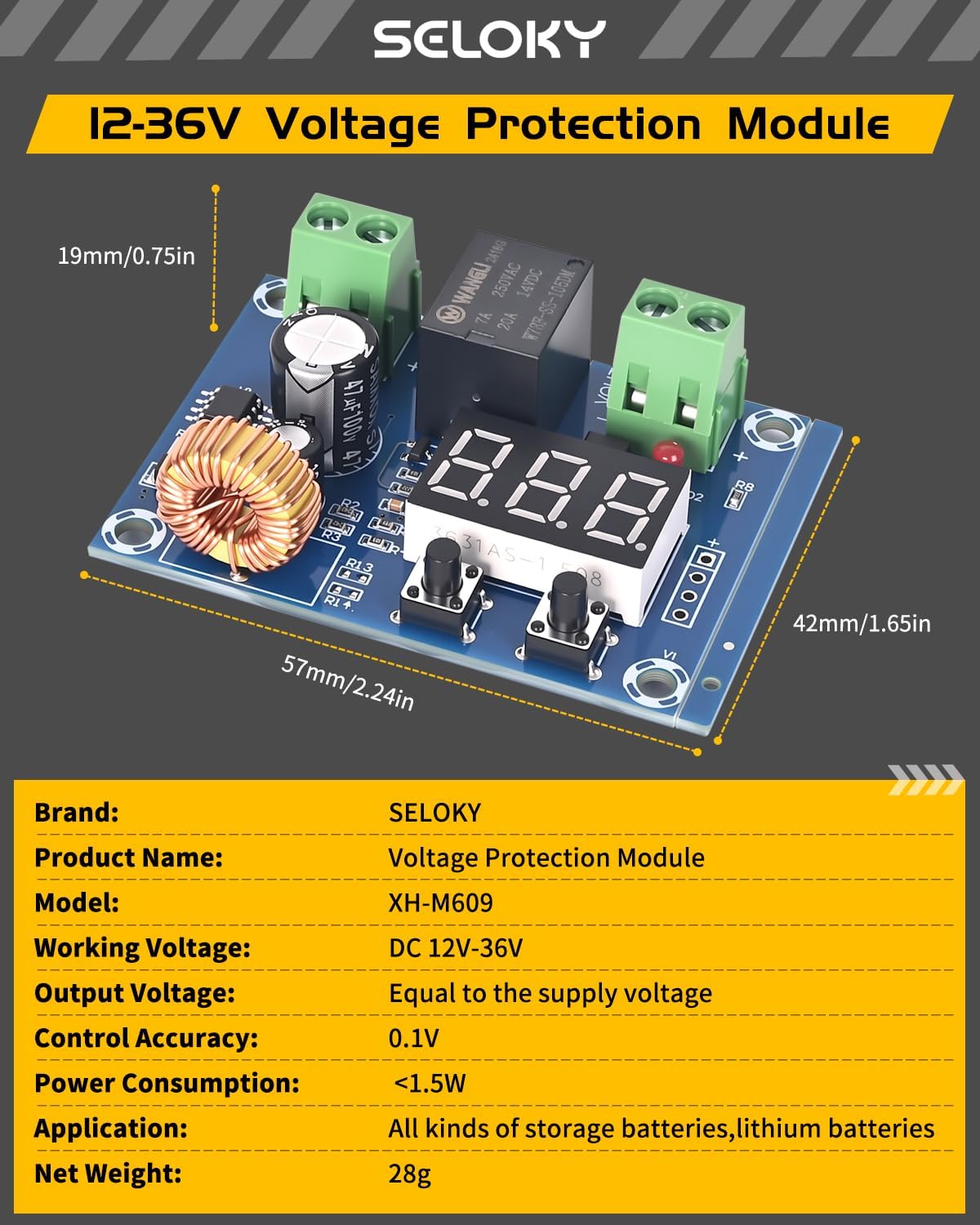 10PCS Digital Low Voltage Disconnect Switch 12V-36V DC Over-Discharge Protector with Auto Cut Off Battery Protection Module for Solar RV Lithium Batteries