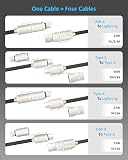 RAVIAD Multi Charger Cable, 4 in 1 3A USB Fast Charging Cord 60W PD Multi - 3