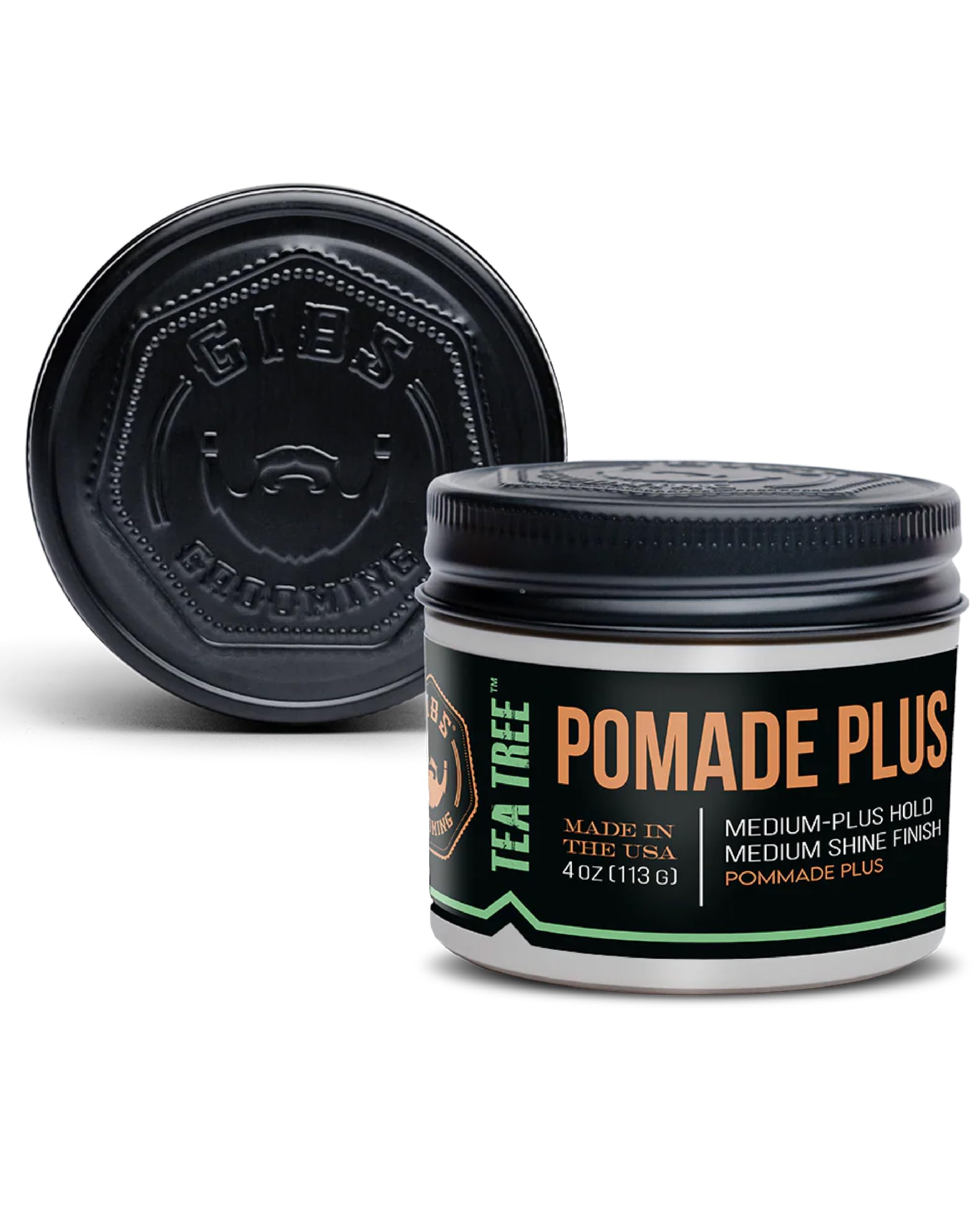 GIBS Tea Tree Pomade Plus, Medium-Plus Hold, Medium-to-High Shine, 4 oz