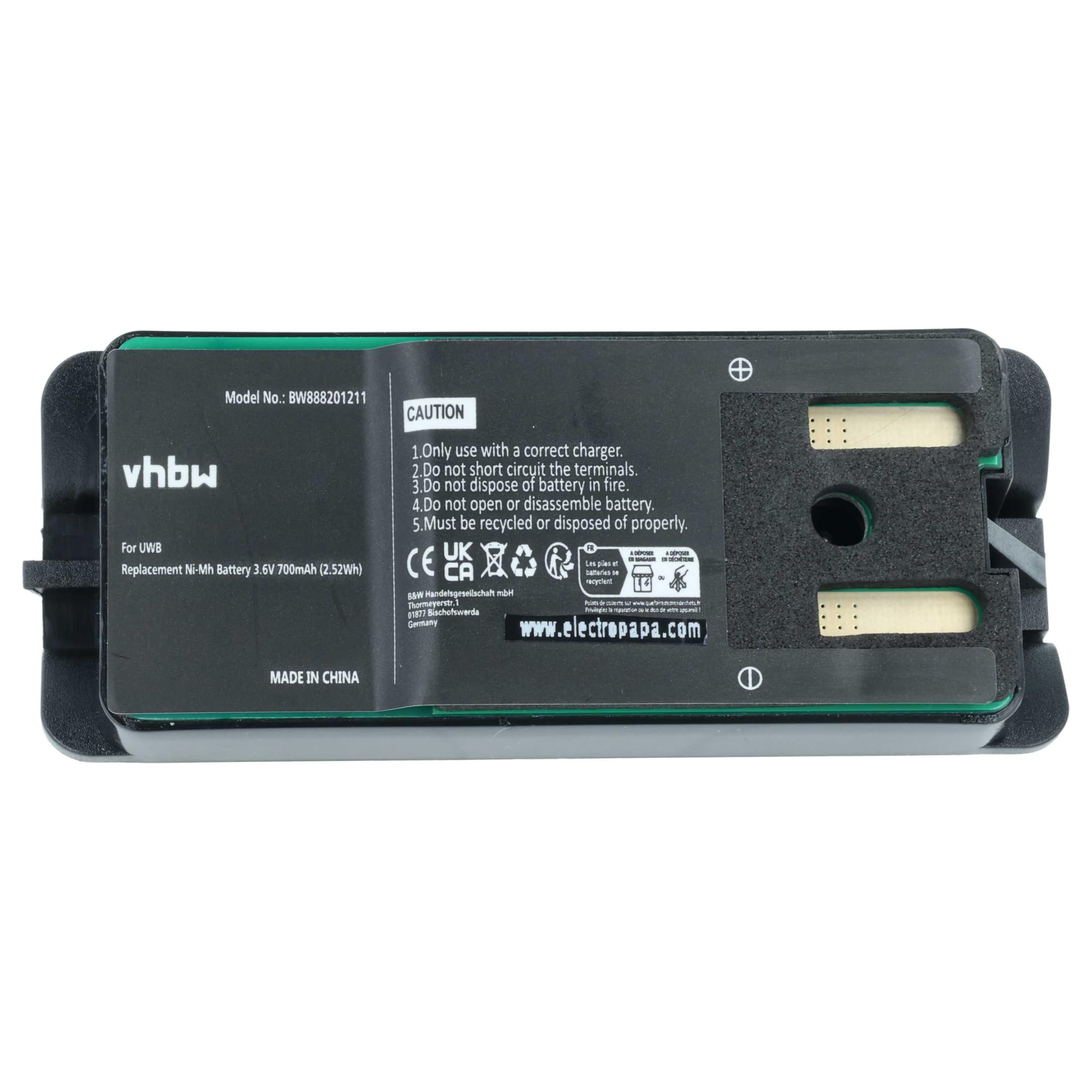 vhbw 2 x bateria kompatybilna z pilotem zdalnego sterowania JAY ECU, A001, zdalne radio przemysłowe HF Standard, Walkie-Talkie (700 mAh, 3,6 V, NiMH)