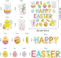 Vista 5 de Whaline Pegatinas de gel grueso para Pascua, huevos de Pascua, conejo, pollo, feliz Pascua, ventana, calcomanías para Pascua, niños pequeños, hogar