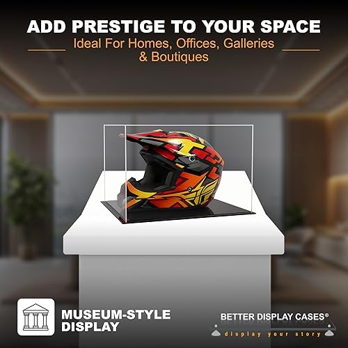 Vista 508 de Better Display Cases Versátil vitrina de acrílico transparente - Caja rectangular grande con base blanca 18" x 12" x 3" (BK09)