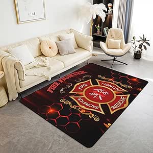Amazon.com: Boys Firefighter Mat Rug for Living Room Bedroom,Fire Honor ...