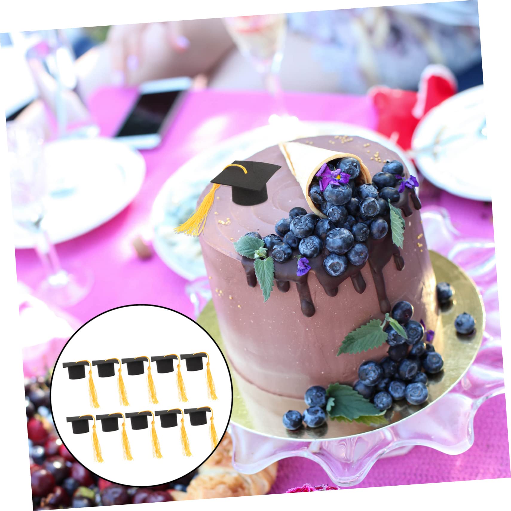 ibasenice 10 Set Di Decorazioni Per Torte Cappelli Da Laurea Mini Topper Per Torte Da Festa Ornamenti Leggeri E Attraenti 10 Pezzi*10