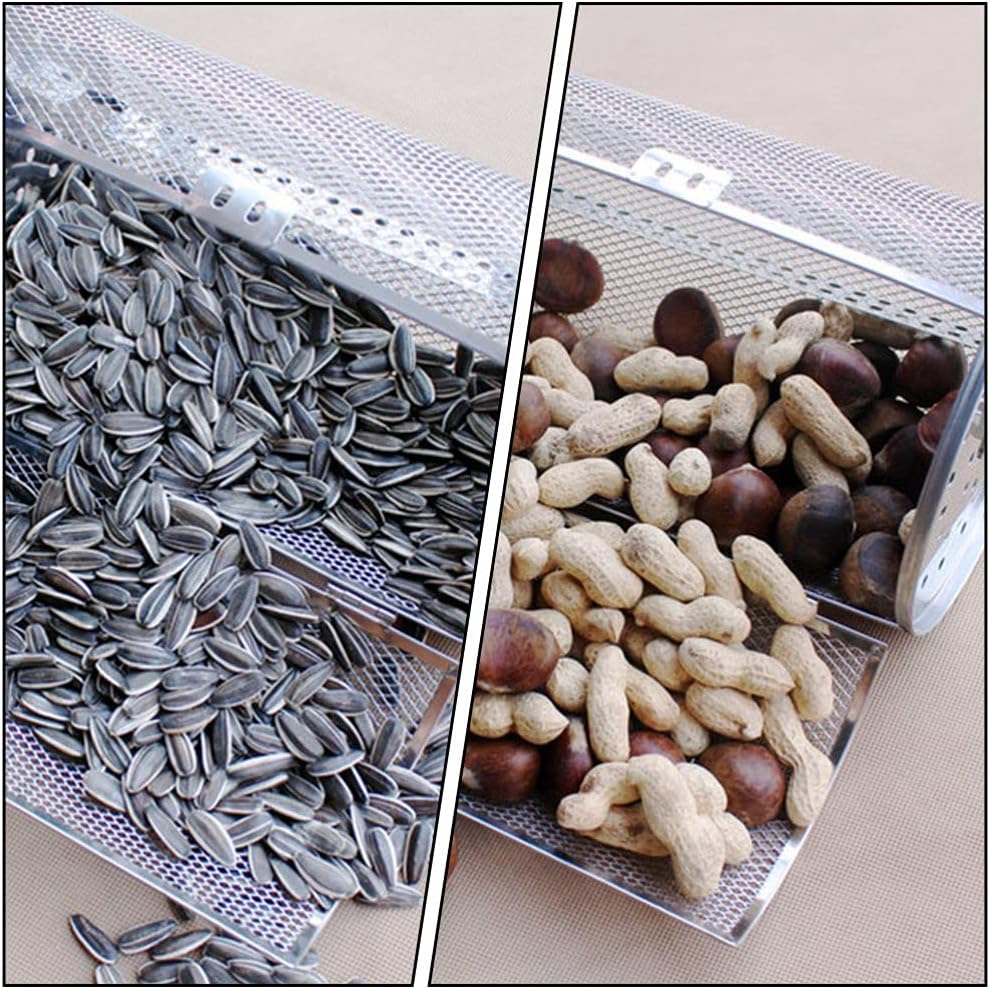 YARDWE Stainless Steel Rotisserie Grill Roaster Drums Oven Basket Oven Roast Baking for Peanut Dried Nut Coffee Beans BBQ Silver