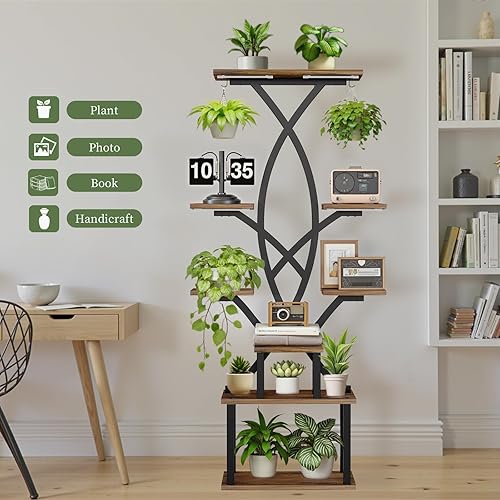 Miniatura 7 de Soporte para plantas de interior con luces de crecimiento, estante para plantas de 8 niveles con cajón de almacenamiento, estante para plantas de 65
