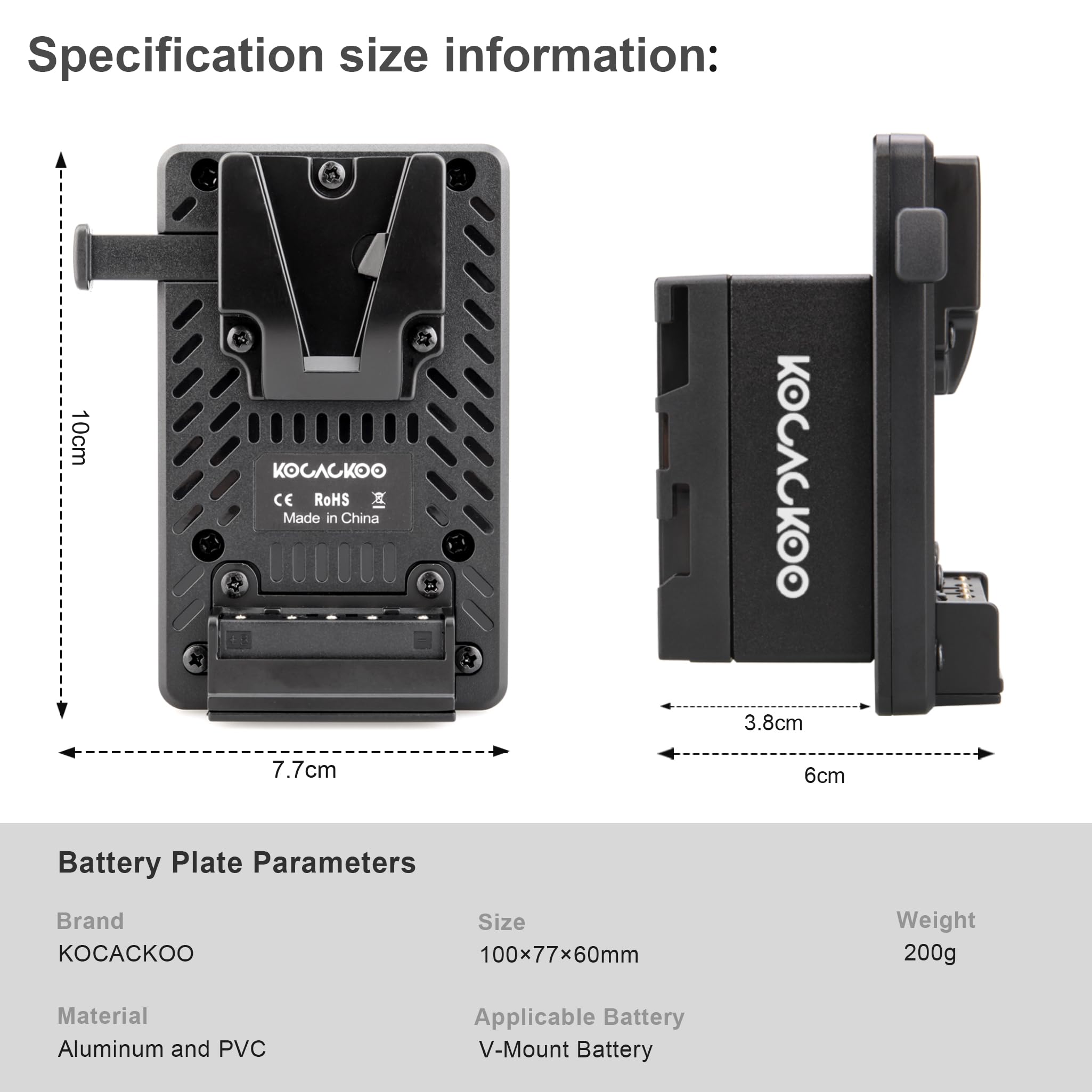 その他 V Mount Plate Amazon.com : KOCACKOO Fully decoded V-Mount Battery to BP