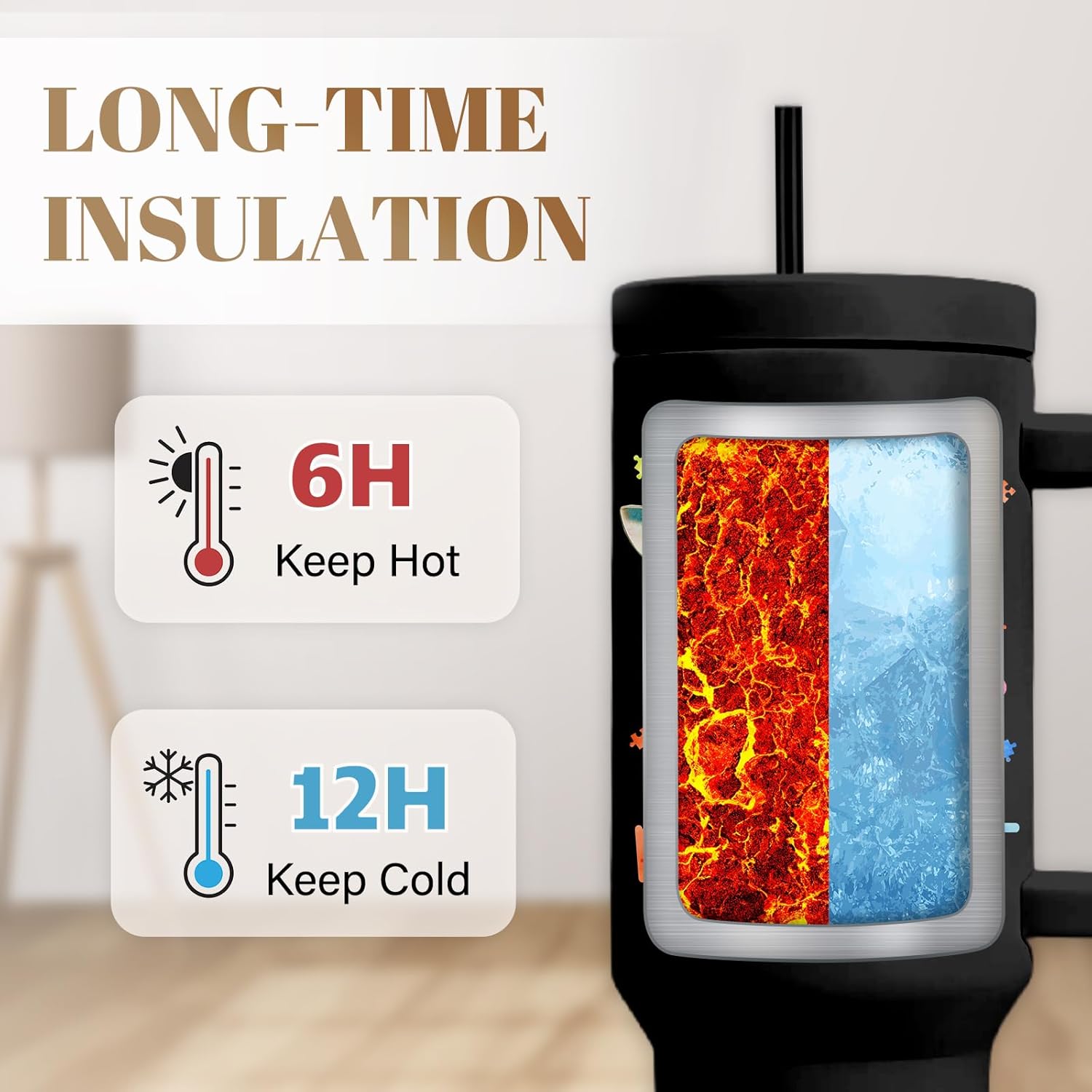 Autism Tumbler 40 Oz, Autism Awareness Tumbler With Handle, It's Ok to Be Different Giraffe Cup, Birthday Christmas Gifts For Autistic Person, Autismo Gift Black - Image 2