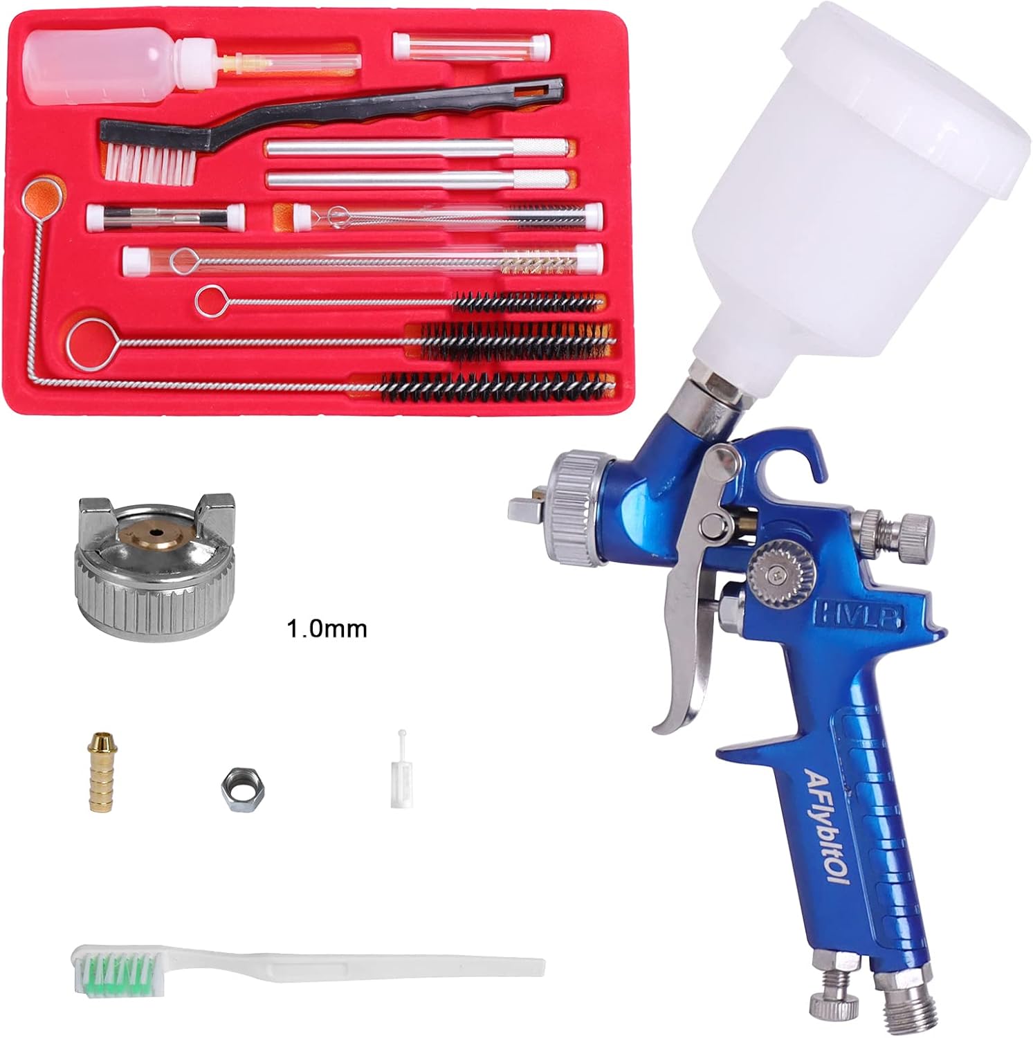 Aflybltol Mini Paint Sprayer 1.0MM 125ML Cup with 22pcs