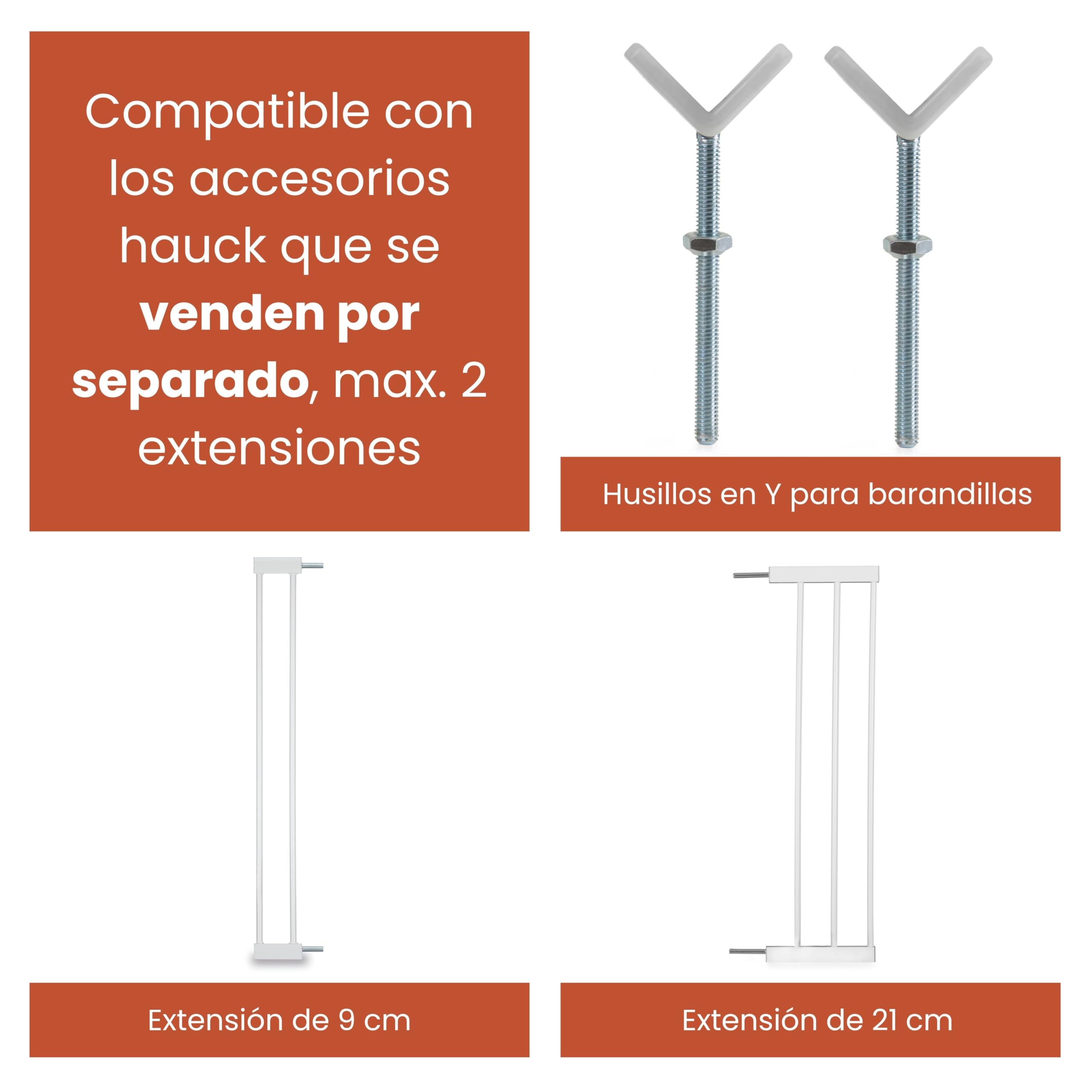 Hauck Open N Stop 2 Barrera Seguridad Niños Escalera para Anchos de 96-101 cm | Puerta Bebé sin Taladrar - Apta como Vallas para Perros - Cierre Manual - para Interior - Blanco