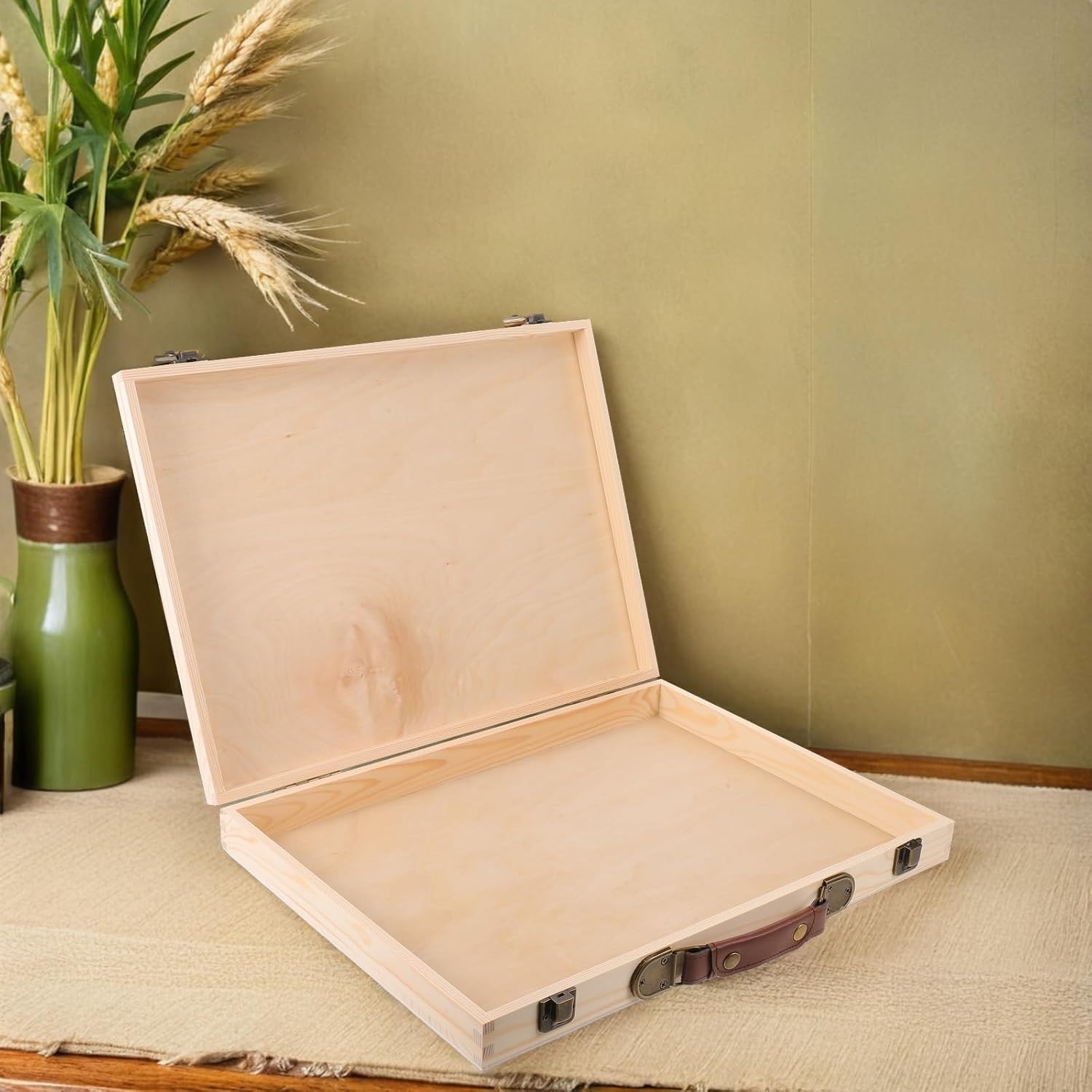 LUOZZY Vintage White Wood Photo Storage Box with Flip Lid Rectangle Keepsake Memory Crate Organizer Case 16x12x2 Inch