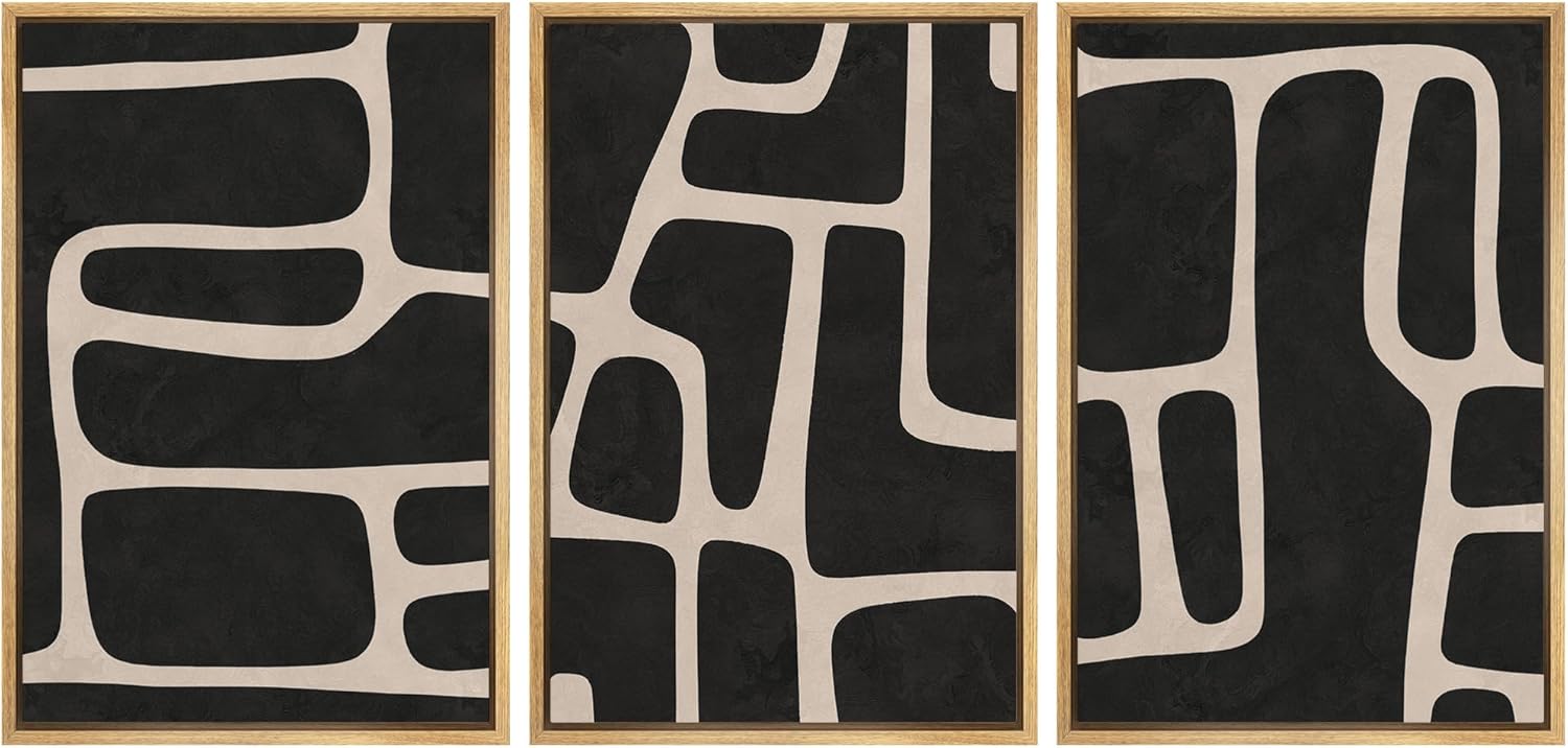 NWT Framed Canvas Print Wall Art Set Black & White Mid
