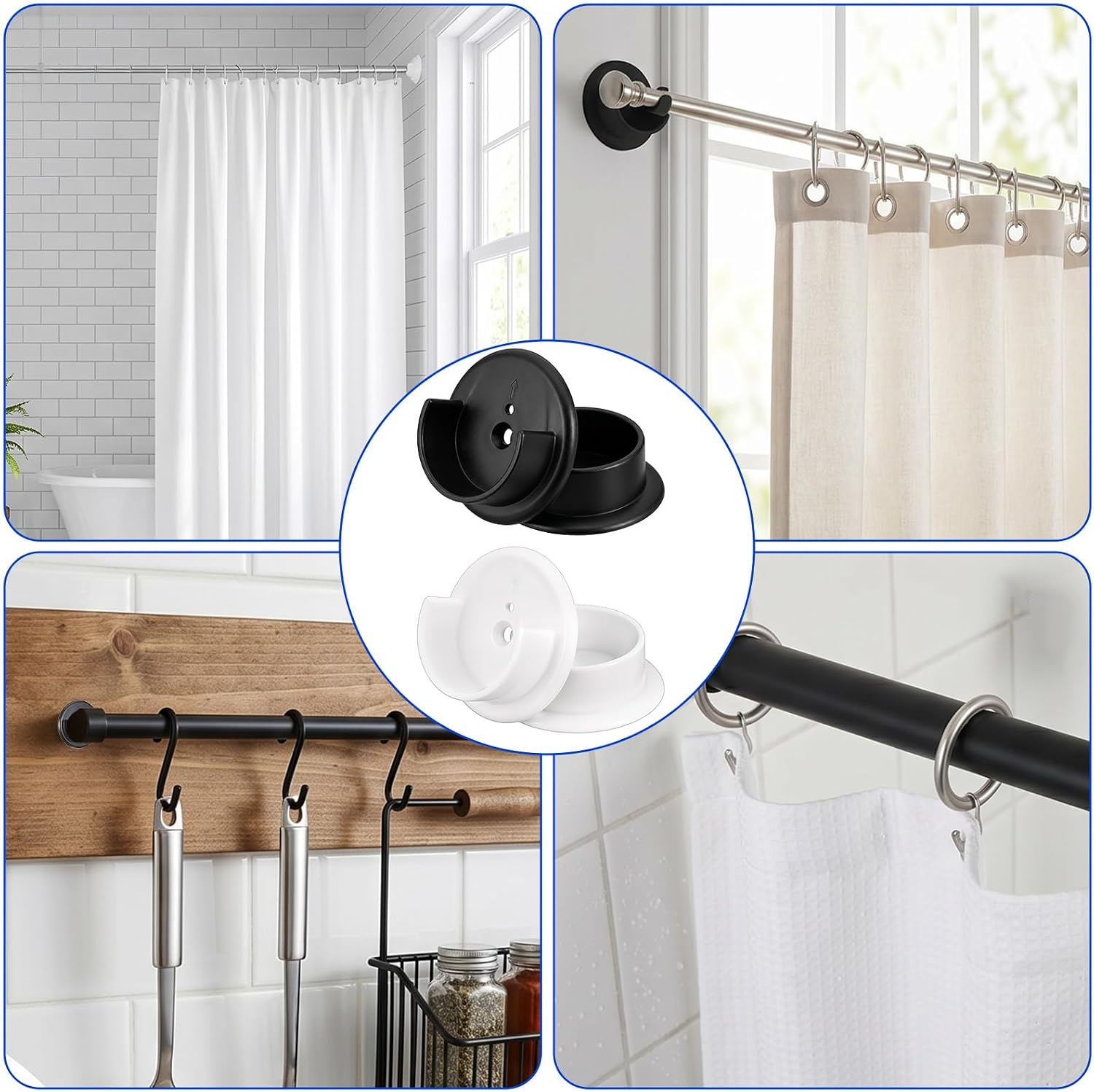 8 Pcs Plastic Closet Pole Socket with Screws and Screwdrivers