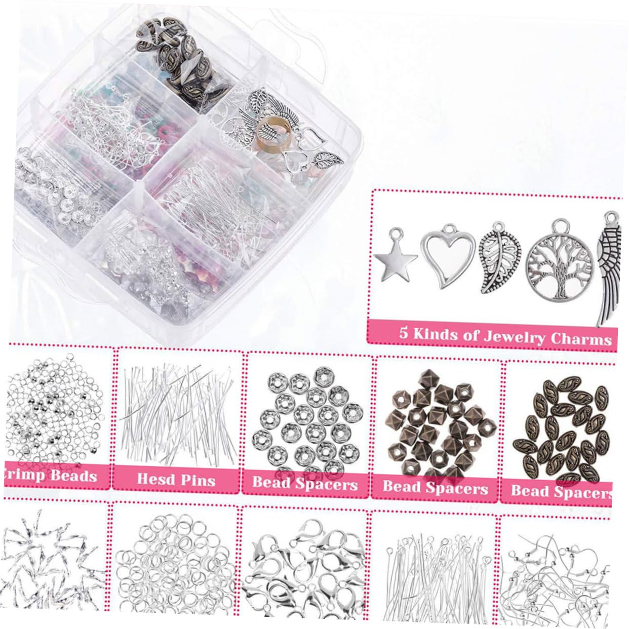 Kit de Fabrication de Bijoux pour Créateurs, 1186 Pièces, Trois Couches