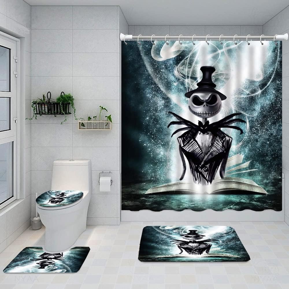 DDQTOUCH 4 Piece Nightmare Before Christmas Bathroom Shower