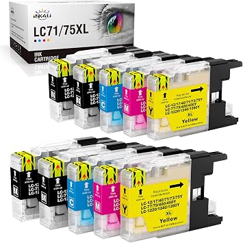 INK4U LC71 LC75 10-Pack Compatible Ink Cartridge Replacement for LC75 LC71 LC79 XL High Yield to Use with MFC-J6510DW MFC-J6710DW MFC-J6910DW MFC-J280W 4 Black, 2 Cyan, 2 Magenta, 2 Yellow