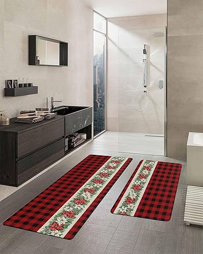 Miniatura 2 de Tapete de baño de flor de pascua, antideslizante, de secado rápido y absorbente, de tierra de diatomeas, para fregadero de cocina, lavable, de