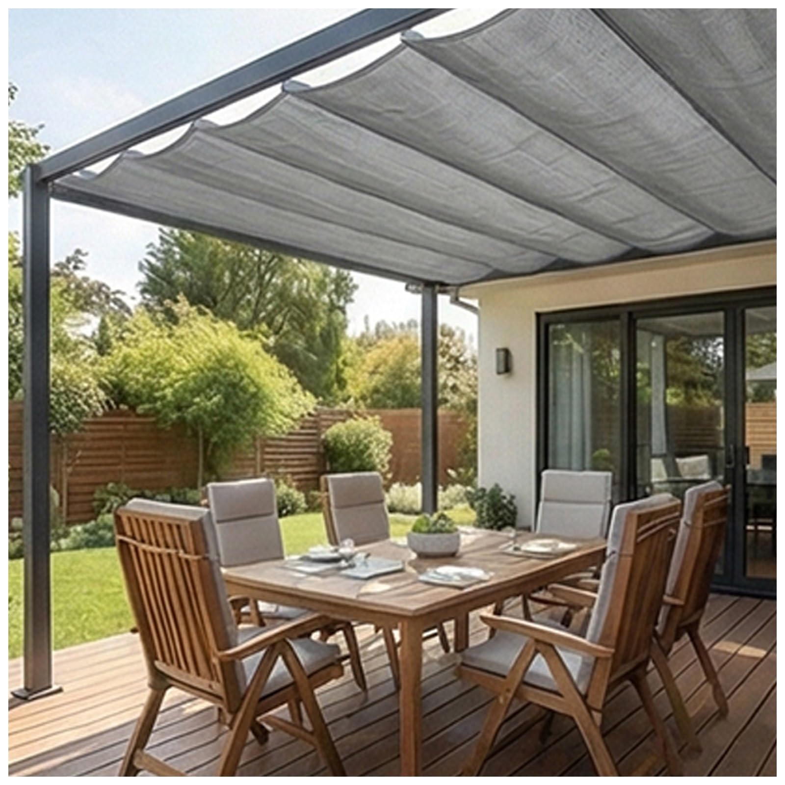 Toile d'ombrage rétractable vague pour bloquer la chaleur sur la terrasse