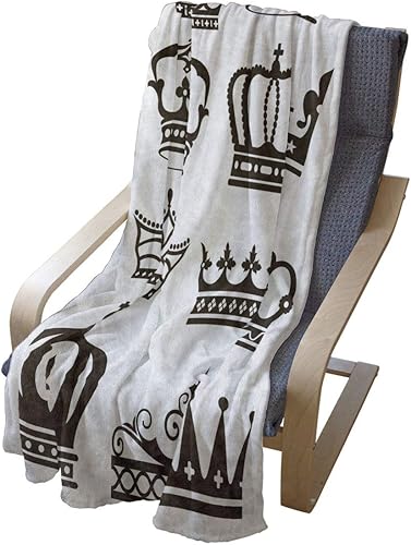 Miniatura 4 de Ambesonne Manta de forro polar de franela suave tamaño King, tiaras de coronas de realeza para diseño de dibujos animados, felpa acogedora para uso