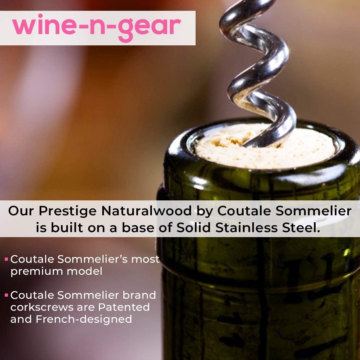 60% Off Discount Prestige Waiters Corkscrew By Coutale Sommelier - Naturalwood - French Patented Spring-Loaded Double Lever Wine Bottle Opener for Bartenders and Gifts