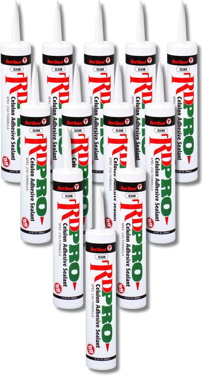Red Devil 09270I12 RD Pro Celulon Adhesive Sealant, 10.1 oz., Clear, 12 Pack