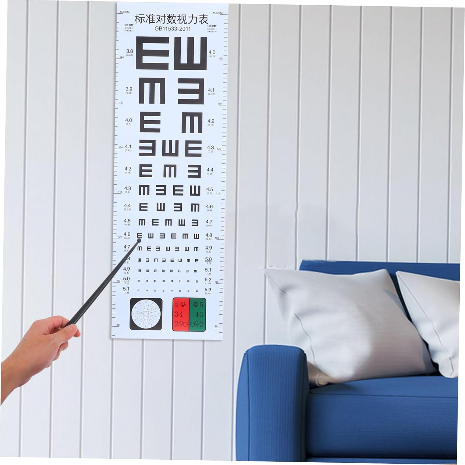 OUNONA 3-Piece Home Eye Test Kit E Chart Testing Set for Adults and Boys and Girls Includes Break-Proof Eye Examination Chart Wall Test Visual Aid for Classroom Use