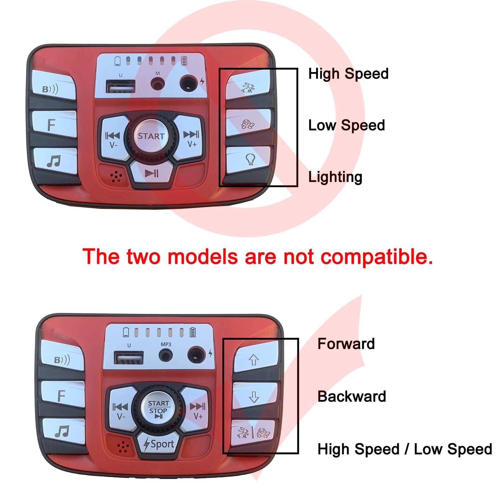 24V Vehículo eléctrico para niños 2588 Interruptor de control central hacia adelante y hacia atrás Conexión Bluetooth multifunción Pantalla de energía musical Panel central Piezas de repuesto de coche 4