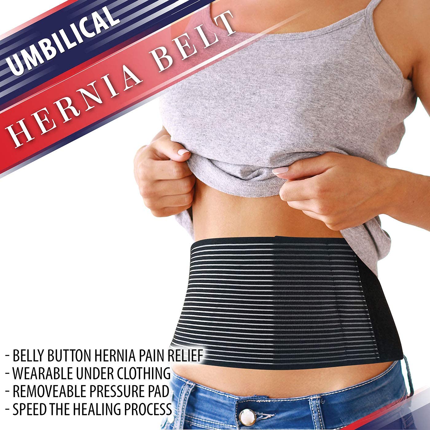 Hernia Belt for Men and Women Abdominal Binder for Umbilical Hernias & Navel Belly Button
