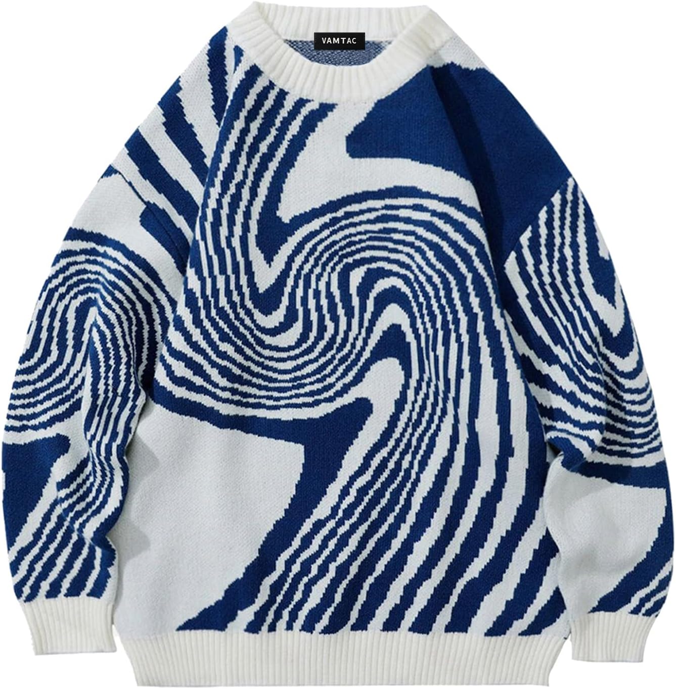 Vamtac Mens Oversized Sweater Vintage Graphic Pullover Crewneck Knit Jumper Y2K Unisex Streetwear 2025 Fall Tops