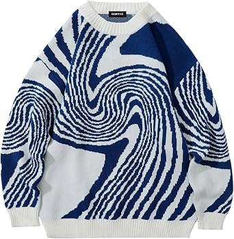 Vamtac Mens Oversized Sweater Vintage Graphic Pullover Crewneck Knit Jumper Y2K Unisex Streetwear 2026 Fall Tops