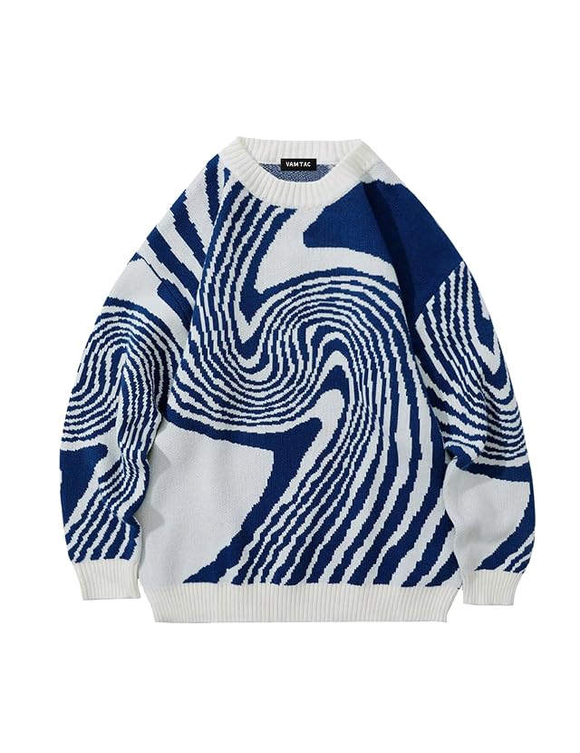 Vamtac Mens Oversized Sweater Vintage Graphic Pullover Crewneck Knit Jumper Y2K Unisex Streetwear 2025 Fall Tops