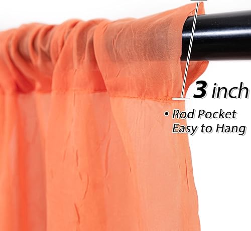 Miniatura 2 de MYSKY HOME - Cortinas transparentes de gasa para ventana y barra de cortina, juego de 2 paneles de cortina transparentes arrugados, Poliéster &