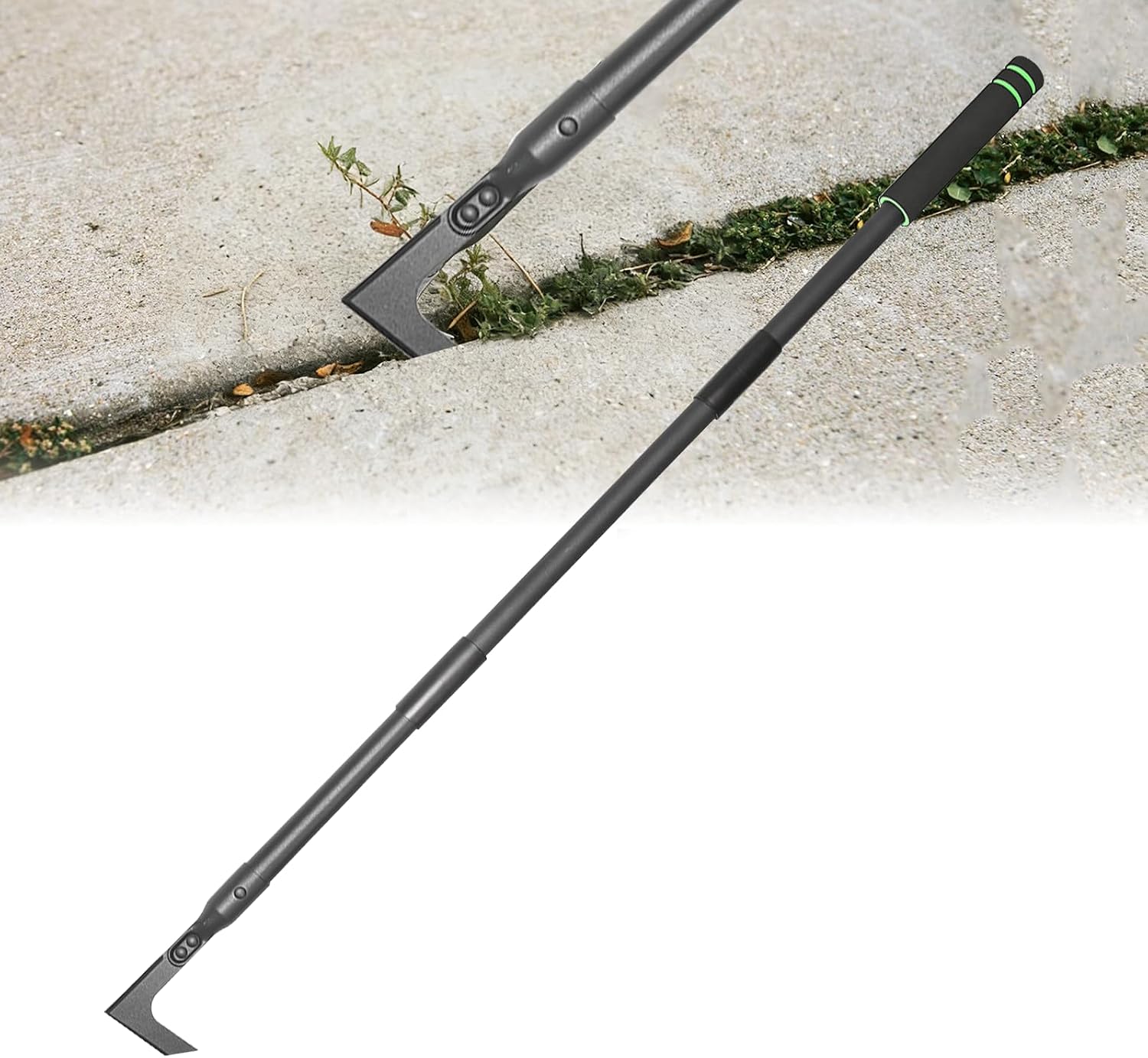 Pragmatist 43.7 Inch Adjustable Crack Weeder, Long Handle Crevice Weed Puller, Anti-Rust Steel Manual Weeding Tool with Soft Foam Grip for Sidewalk Paver Wall Deck Lawn Yard Gaps