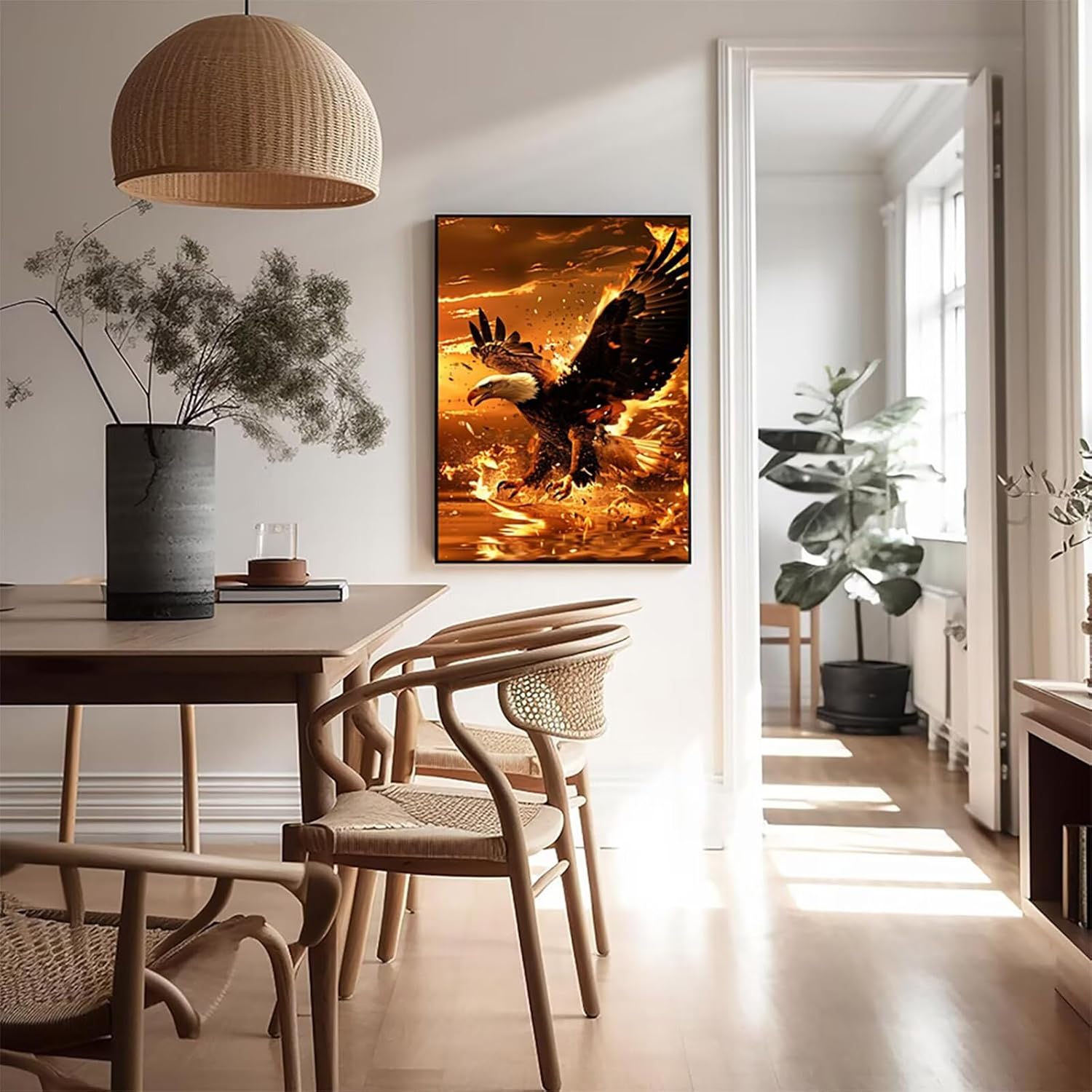 Eagle Diamond Art Kits for Adults, Flame Diamond Painting Kit, DIY Crafts for Adults, Hobbies for Women, Full Drill Gem Art Crystal Rhinestone Kits, Paintings for Home Wall Decor Gifts 50x65cm I-8549