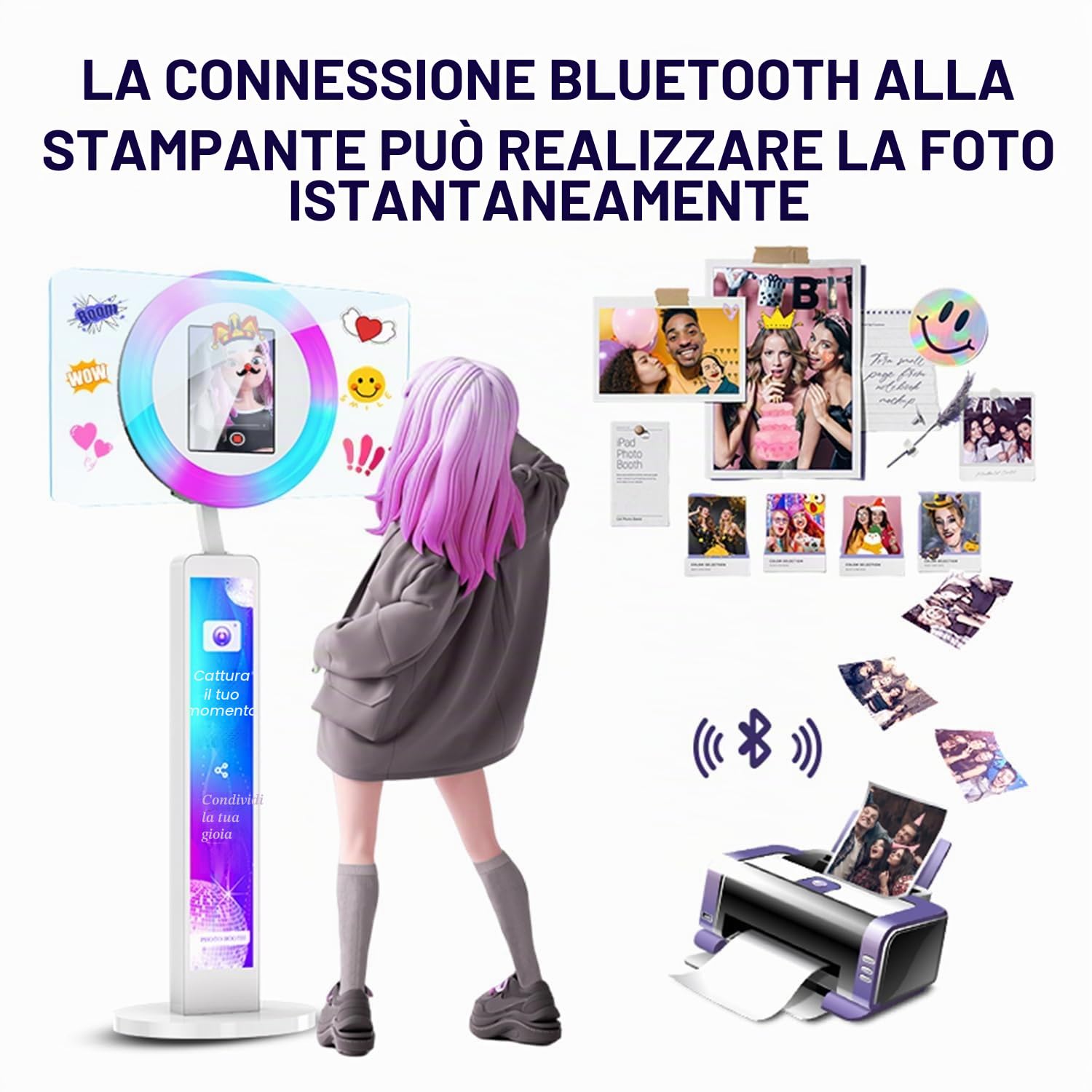 MWE Photo Booth con Flightcase, Personalizzazione del Logo, Software di Supporto e Controllo Remoto, Adatto per Feste, Matrimoni, Industria del Noleggio, Youtube, Video, Tiktok Live