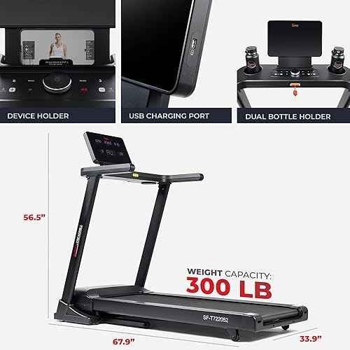 Miniatura 6 de Sunny Health & Fitness Smart Heavy-Duty Auto Incline Treadmill with 20" Running Deck and Free SunnyFit App Connection