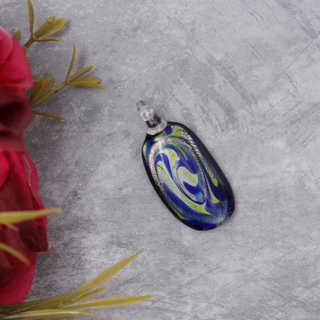 Indian Shelf 2 Pack Blue Square Lampwork Glass Pendants | Handmade Glass Pendants for Jewelry Making | Artistic Charms for Necklace | Unique Decorative Jewelry Piece