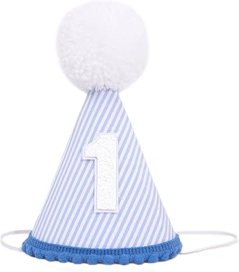 Boys Blue 1st Birthday hat - Navy 1st Birthday Cone Hat,First Bday Crown For Boys, One Blue Party Hat Photo Props, Boy First Bday Decoration