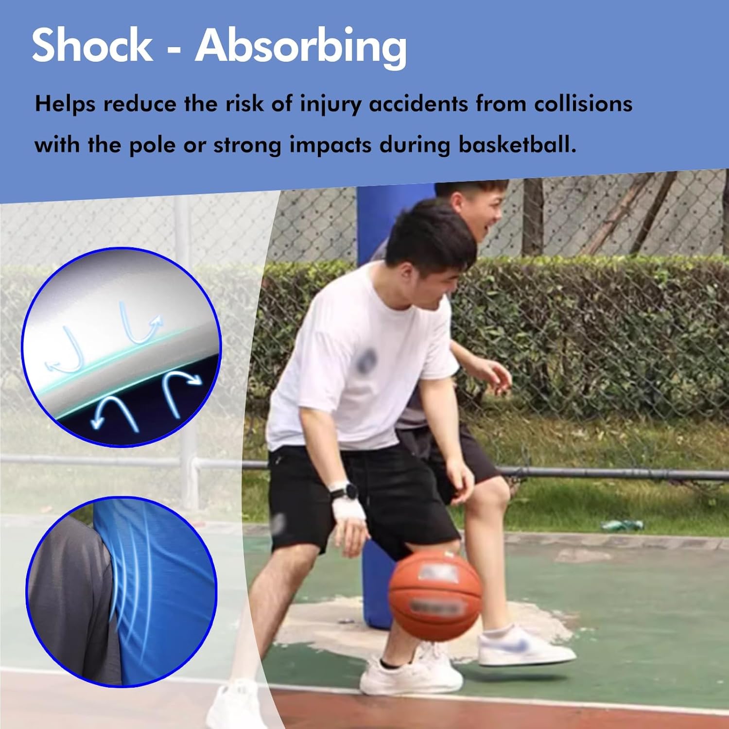 Basketball Pole Protector Pad, All-Weather Foam Padding for Metal Concrete Columns, Outdoor Basketball Hoop Post Pads