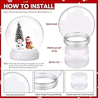 Vista 3 de Xinnun Kit de 96 piezas de bolas de nieve de Navidad de plástico de 3.9 pulgadas incluyendo 32 mini árboles de Navidad artificiales, 32 mini adornos