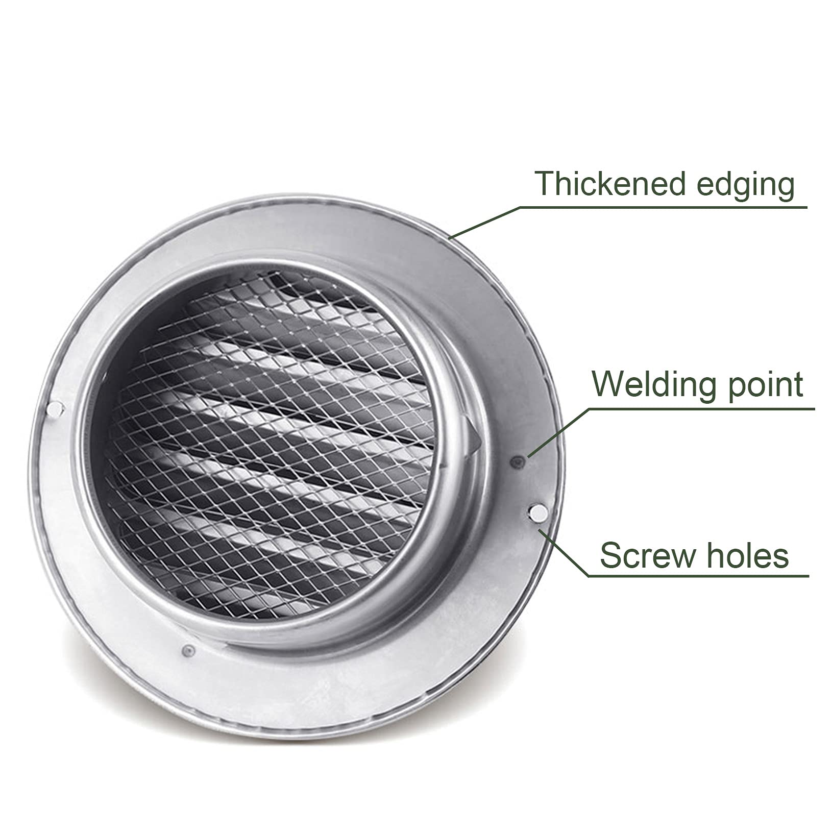 LIGUOYI Grille Ronde Couvercle De Ventilation, Grille Ventilation Hotte en Acier Inoxydable Grille D'Aération Murale avec avec Maille De Protection, Grille De Ventilation pour Cuisine
