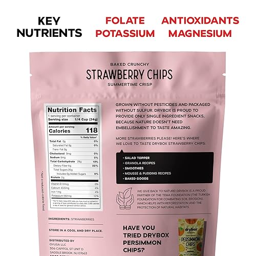 Miniatura 2 de Drybox Chips de fresa, paquete de 3 fresas secas en rodajas, finas, masticables pero crujientes, sin azúcar añadido, sin azúcar, sin OMG, sin