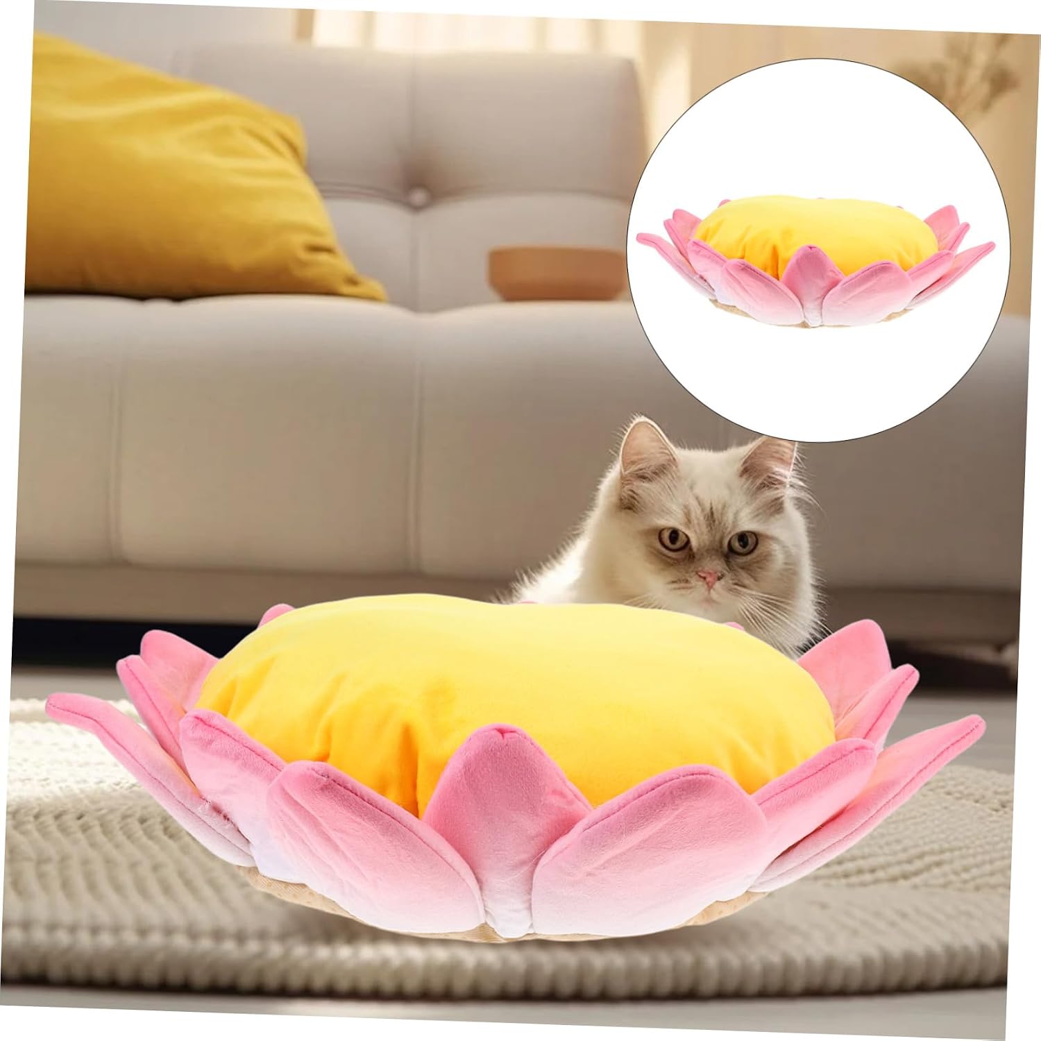 BESTonZON Lotus Cat Sofa Bed Plush Pet Cushion for Indoor Cats Pets Non- Support Mat for Versatile Use As Bed Sofa Comfortable Secure Design
