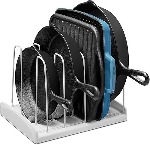 YouCopia StoreMore - Estante para utensilios de cocina, organizador ajustable para sartenes y ollas para almacenamiento de gabinetes de cocina,